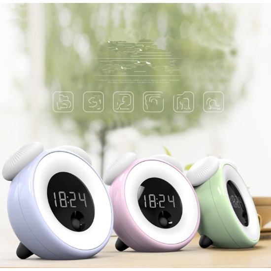 Smart Alarm Clock Snooze Induction USB Charging Night Light for Bedrooms  blue