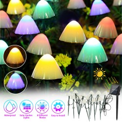 Solar 10 Led Mushroom String Lights 8 Modes Ip65 Waterproof Outdoor Decorative Lights Colorful