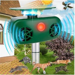 Solar Animal Repellent Outdoor Waterproof Ultrasonic Deterrent with Motion Sensor