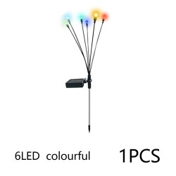Solar Floor Light Garden Decoration Firefly Lamp Ip65 Waterproof Courtyard Lawn Lamp Camping Light 6 heads colorful