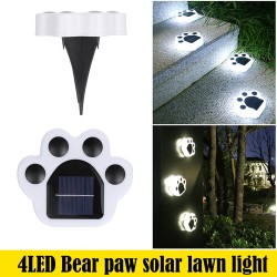 Solar Ground Lights Bear Paw Shape Led Outdoor Garden Landscape Floor Lamp Windproof Snowproof Cold White