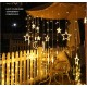 Solar LED String Light Curtain Lamp for Outdoor Garden Party Decoration Star moon 3.5 meters wide (warm light + remote control)