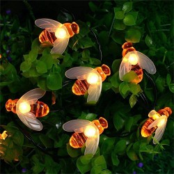 Solar Powered Cute Honey Bee Shape Led String Fairy Light for Outdoor Garden Wedding Festival Decor Little bee 5 meters 50 lights solar energy (warm white)