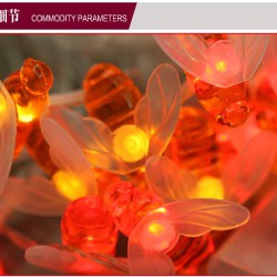 Solar-powered Light Sensor Bee String Lights with Warm Light Garden Flowerpot Home Party Decoration