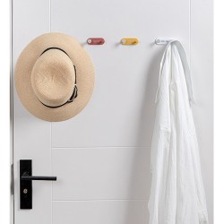 Storage Hooks Punch-free Bathroom Wall Hook Door Coat Rack Hanger Multi-functional Row Hook Dark red