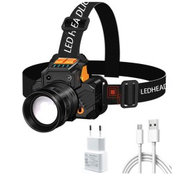 T6 Led Headlamp Outdoor Zoom USB Charging Head-mounted Headlight Flashlight Head Band Lamp USB cable and charging head
