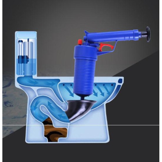 Toilets Bathroom High Pressure Air Drain Pump Plunger Sink Pipe Clog Remover Cleaner Kit blue