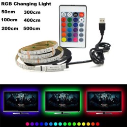 USB 5V LED Waterproof String Light Lamp Flexible RGB Changing Light Tape with Remote Control Ribbon-400CM