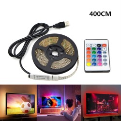 USB 5V LED Waterproof String Light Lamp Flexible RGB Changing Light Tape with Remote Control Ribbon-400CM