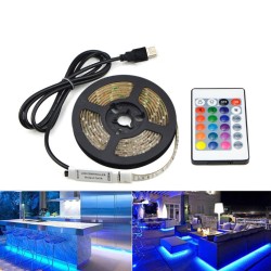 USB 5V LED Waterproof String Light Lamp Flexible RGB Changing Light Tape with Remote Control Ribbon - 200CM