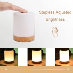 USB Charging LED Dimmable Colorful Night Lamp Wood Grain Bed Light Home Office Decoration Gift Colorful + Warm Light 4W