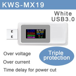 USB Test Meter 0.96-inch Ips Hd Color Lcd Screen Charger Tester Voltmeter Ammeter White