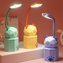 Usb Charging Children Table  Lamp, Student Dormitory Reading Eye Protection Night Light, Creative Cartoon Drawer Storage Led Desk Lamps Cat