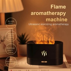 Usb Flame Night Light Air Humidifier Aromatherapy Essential Oil Diffuser Cool Mist Maker Black