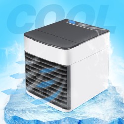 Usb Mini Air Cooler Plug And Play Quiet Fan With Colorful Night Light Air Cooler Off-white