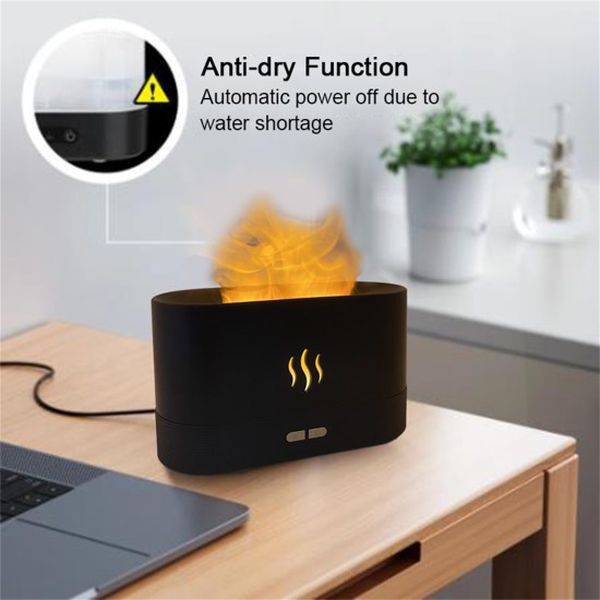 Usb Mini Humidifier with 250ml Water Tank Simulation Flame Night Light Aroma Diffuser White