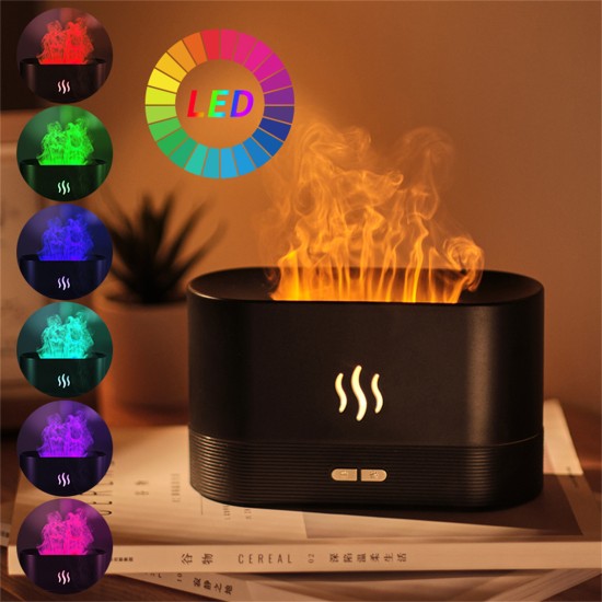 Usb Mini Humidifier with 250ml Water Tank Simulation Flame Night Light Aroma Diffuser White