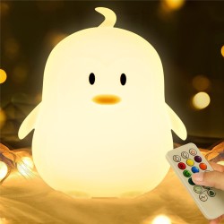 Usb Rechargeable Cute Animal Shape Silicone Night  Light Remote Control Portable Color-changing Luminous Soft Multi-purpose Baby Lamp Penguin