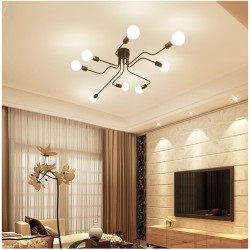 Vintage Wrought Iron Led Ceiling Lamp Living Room Bedroom Lamparas for Home Lighting 8 black