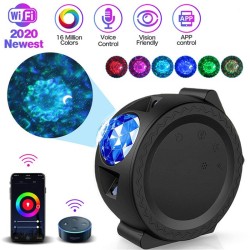 WiFi LED Night Light Projector Starry Projection Ocean Wave 6 Colors 360Degree Rotating Night Lamp black_With WiFi