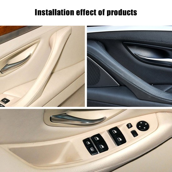Window Switch Panel Door Handle Kit For BMW 5 Series Inner Door Armrest Panel Handle Outer Trim Cover Beige