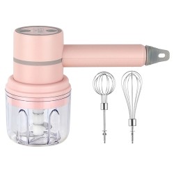 Wireless Electric Food Mixer Mini USB Rechargeable Handheld Egg Beater Baking Hand Mixer Household Kitchen Tools Pink
