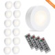 Wireless LED Puck Light, Set with Dimmer and Timer, Battery Powered Light with Remote Control, Suitable for Kitchen,12 Pack
