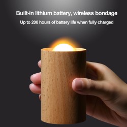 Wooden Candle Light Usb Rechargeable Air Blowing Candle Lamp Led Night Light for Home Bedroom Decoration short style