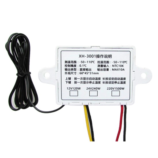 XH-W3001 Temperature Controller Digital LED Temperature Controller DC12 AC220V ZJ0182-3