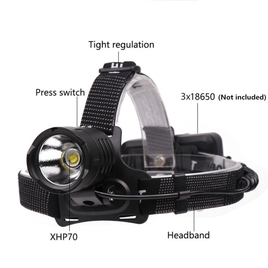 XHP70 50000 lumens LED Mico USB Rechargeable Powerful LED Head Lamp (2034) White light