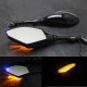 1 Pair 10mm 8mm Universal Motorcycle Rear View Side Mirrors with LED Turn Signals