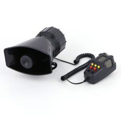 12V Car Alarm Horn Tone Sound Car Emergency Siren Car Siren Horn Mic PA Speaker System Emergency Amplifier Hooter black