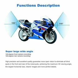 140° Wide Angle Motorcycle DVR Motorbike Camcorder Video Recorder Dual Camera As shown