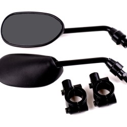 2 Pcs 22MM Motorcycle Rearview Side Mirror with 2 Handle Bar Mount Clamps for Suzuki Yamaha Honda