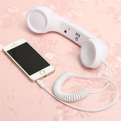 3.5mm Universal Phone Telephone Radiation-proof Receivers Cellphone Handset Classic Headphone MIC Microphone White