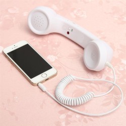 3.5mm Universal Phone Telephone Radiation-proof Receivers Cellphone Handset Classic Headphone MIC Microphone White