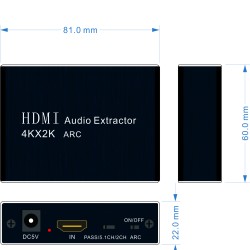 Black HDMI Audio Splitter Converter Adapter Supports ARC/3D/4Kx2K black