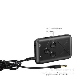 Bluetooth Audio Transmitter No Need for Driver Transmit and Receive Adapter 2-in-1 3.5mm  Black