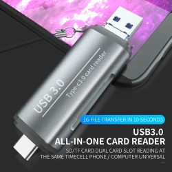 Card Reader Usb 3.0 Type-c Multi-functional Smart Memory Card Reader Supports Sd/td/u Disk For Pc Laptop Gray