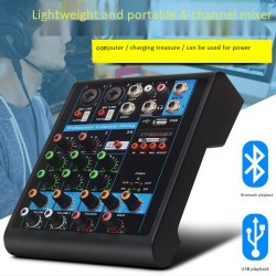 Professional 4-Channel Small Bluetooth Mixer with Reverb Effect for Home Karaoke USB Live Stage Karaoke Performance  AU plug