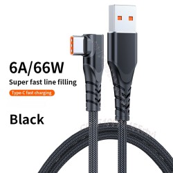 Tpe+aluminum Shell Usb Type C Elbow  Data  Cable Low Impedance Built-in Chip 6a Game Fast Charging Mobile Phone Data Cord 0.5m/1m/2m/3m grey_3 meters