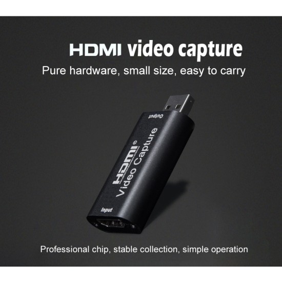 USB 2.0 HDMI Channel Metal Video Capture Card Live Recording Box Supports OBS black