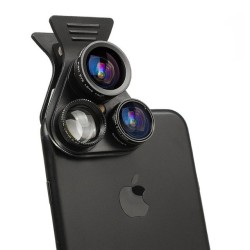 Universal Extended Polarization Wide-angle Lens Macro External Camera 5 in 1 Mobile Phone Fisheye Lens black