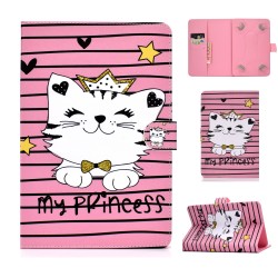 Universal Laptop Protective Case 7Inches Color Painted PU Cover with Front Snap Crown cat