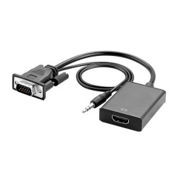 VGA Male to HDMI Female Adapter Converter Cable With 3.5 mm Audio Output 1080P VGA to HDMI for PC laptop to HDTV Projector PS4 black