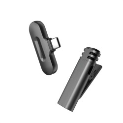 Wireless Lavalier Microphone Intelligent Noise Reduction Hd Audio Video Recording Mini Collar Clip Mic Black