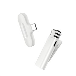 Wireless Lavalier Microphone Intelligent Noise Reduction Hd Audio Video Recording Mini Collar Clip Mic Silver