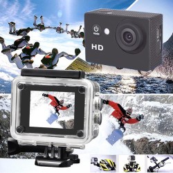 A1 2.0" Waterproof Outdoor Mini HD Action Camera Helmet Sport DV Camera for Skiing Diving Riding - Black
