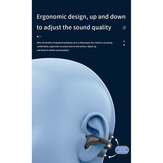 1 Pair Bluetooth Earphones BT500 Bone Conduction Stereo Surround Sound Noise Cancellation Wireless Headset White
