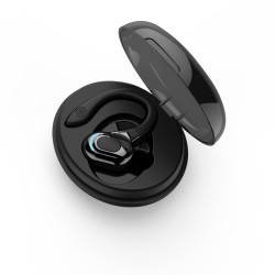 M-l8 Bluetooth Earphone with Charging Cabin Mini In-ear Business Sports Hanging Ear Headsets Black